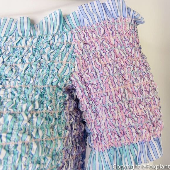 NWT Petersyn Kinsey Smocked Off-the-shoulder Top, Purple - Picture 14 of 15